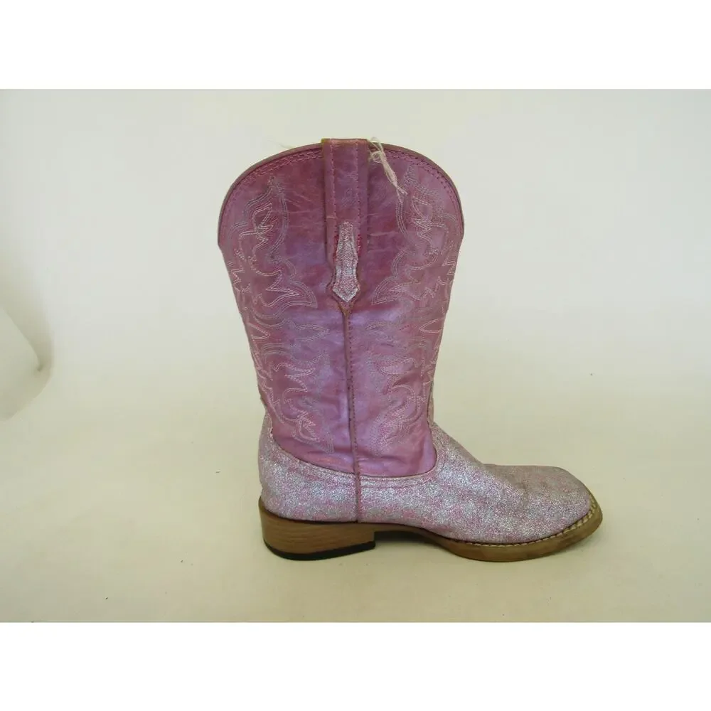 Roper Brand Youth Size 2 M Pink Glitter Western Cowboy Boots